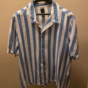 Blue & white striped button up